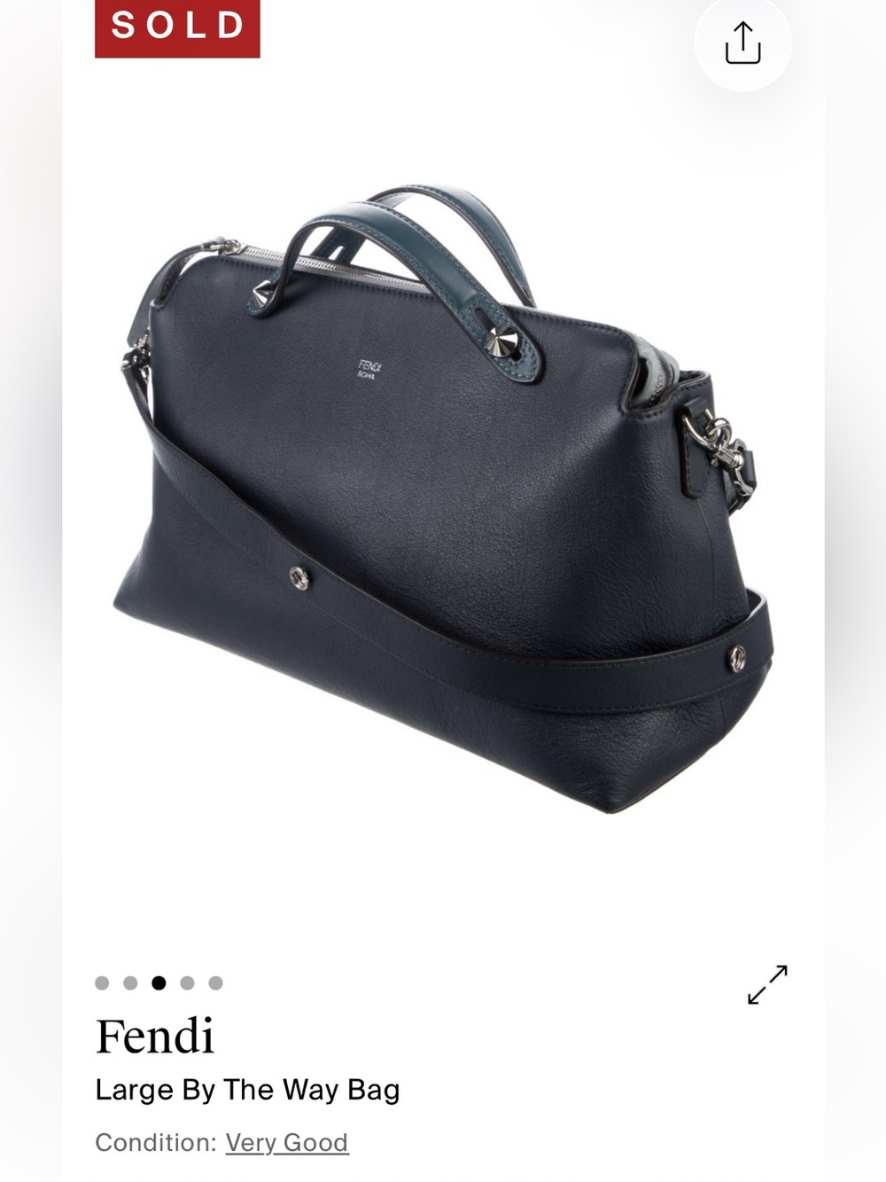 Fendi By The Way Bag in Navy / Light Blue Leather - Picture 4 of 13